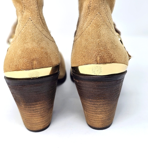♡♡ Vince Camuto Ankle Boots Gregger Suede Western Style Block Heel Zip Up - Picture 9 of 12